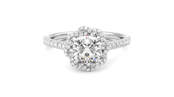 Taylor & Hart Entwine Cushion Engagement Ring 360 detail 01